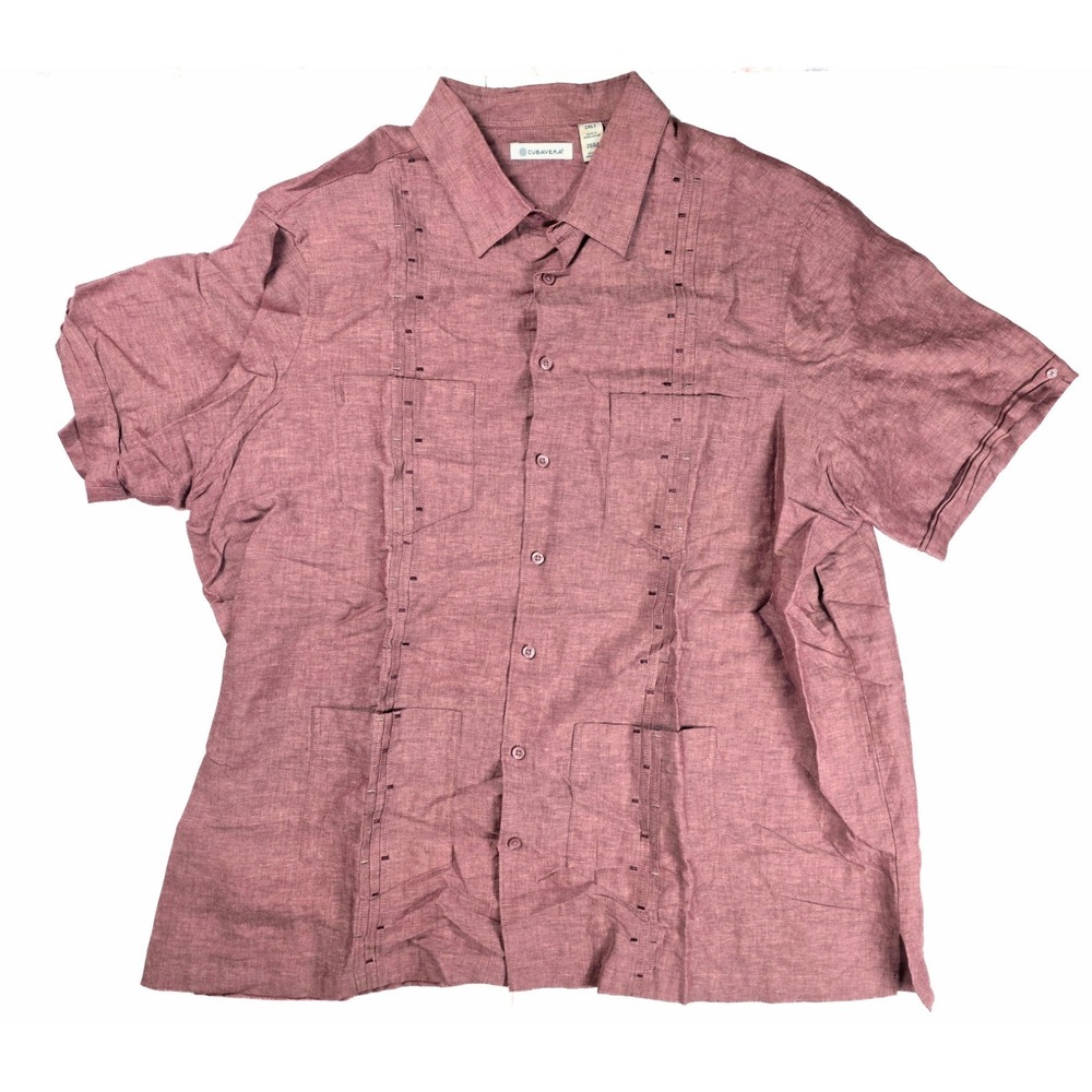 Cubavera Pink Linen Blend Button Down Men's Size 2XL
